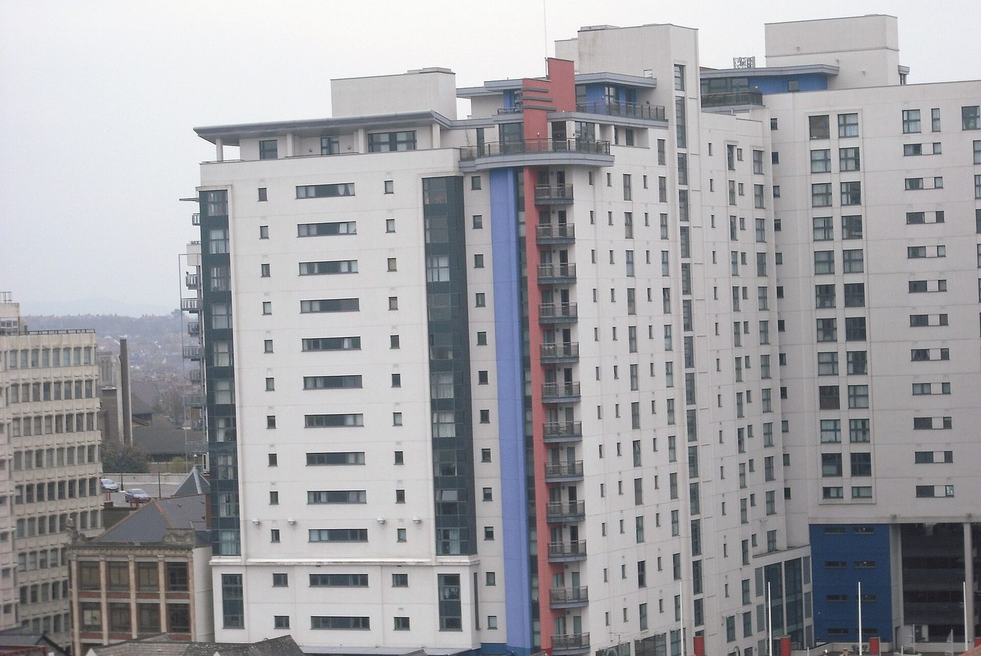 Landmark Place & Churchill Way: The whole block from the Churchill Way corner, 3,264px wide