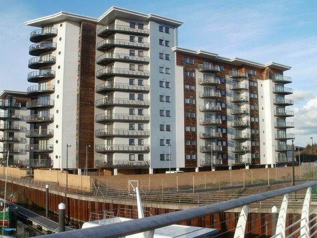 Victoria Wharf: The Alexandria house from the quayside — one of the named houses the adverts use